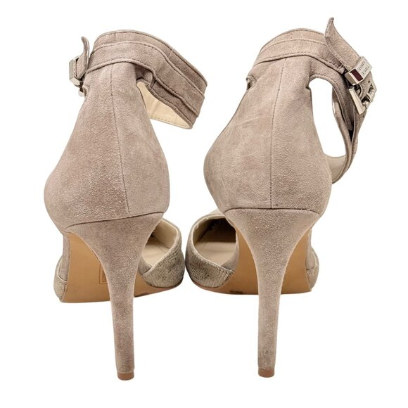 Vince Camuto Lyla Leather Beige Gold Ankle Strap Heels Nude Size 9M /39 - READ‎ - Picture 4 of 12